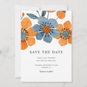 Boho Orange Blossom Floral Wedding Save The Date