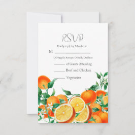 Boho Orange Blossom QR Code Wedding RSVP Karte