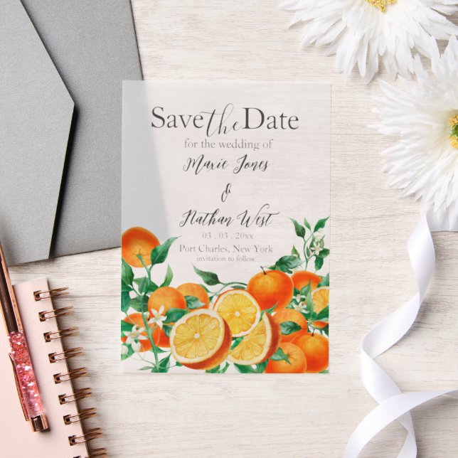 Boho Orange Blossom Save the Date (Hochzeit)