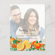 Boho Orange Blossom Save the Date Foto QR-Code
