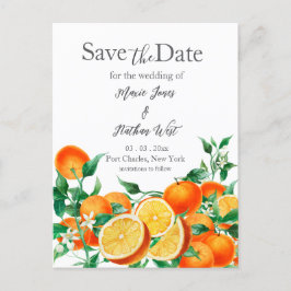 Boho Orange Blossom Save the Date Postkarte