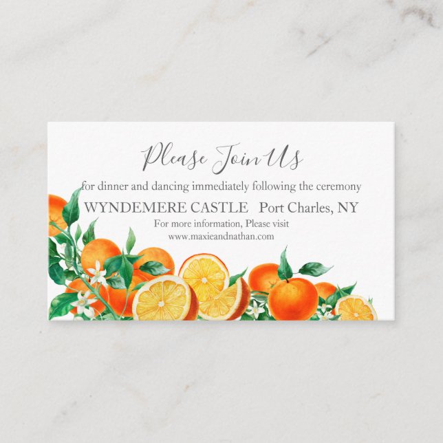 Boho Orange Blossom Wedding Begleitkarte (Vorderseite)