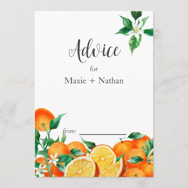 Boho Orange Blossom Wedding Hinweiskarte (Vorderseite)