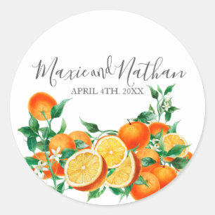 Boho Orange Blossom Wedding Runder Aufkleber