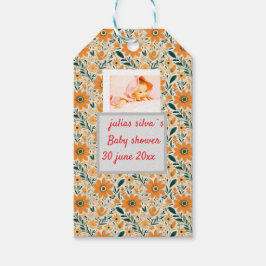 Boho orange Blume Babydusche Papiermaschine Napole Geschenkanhänger