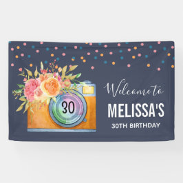 Boho Orange Camera & Blume Willkommen Banner
