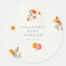 Boho Orange Cottagecore Floral Baby Shower Name