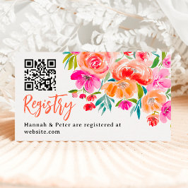 Boho orange floral wildflowers bridal registry begleitkarte