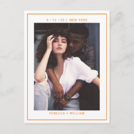 Boho Orange Foto Wedding Save the Date Einladung Postkarte