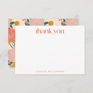 Boho Orange Green Botanical Custom Brautparty Dankeskarte