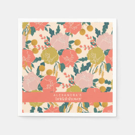 Boho Orange Green Botanical Custom Brautparty Serviette