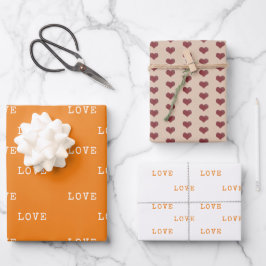 Boho Orange Hearts Moderne Liebe Valentinstag Geschenkpapier Set