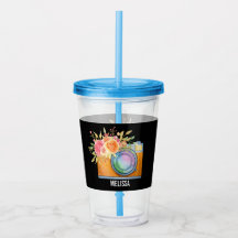 Boho Orange Kamera & Floral Bouquet Wasserfarbe