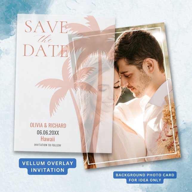 Boho Orange Palm Tree Save the Date (Boho Orange Palm Tree Save The Date Vellum Invitations
)
