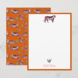 Boho Orange Pink Dschungel Tiger Schrift Mitteilungskarte