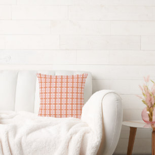 Boho Orange Pink Kariert Modern Trendig Kissen