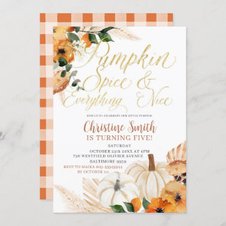 Boho Orange Pumpkin Kid's Birthday Invite Einladung