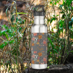 Boho orange rosa Blume Wasserfarbmuster Edelstahlflasche