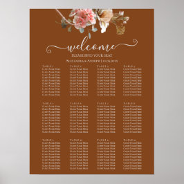 Boho Orange Rust Hochzeit im Herbst Seekarte Poster