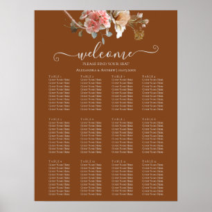 Boho Orange Rust Hochzeit im Herbst Seekarte Poster