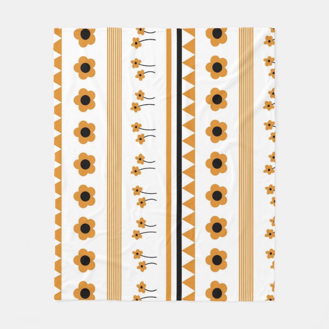 Boho Orange Tropical Floral Botanical Summer Fleecedecke (Vorderseite)