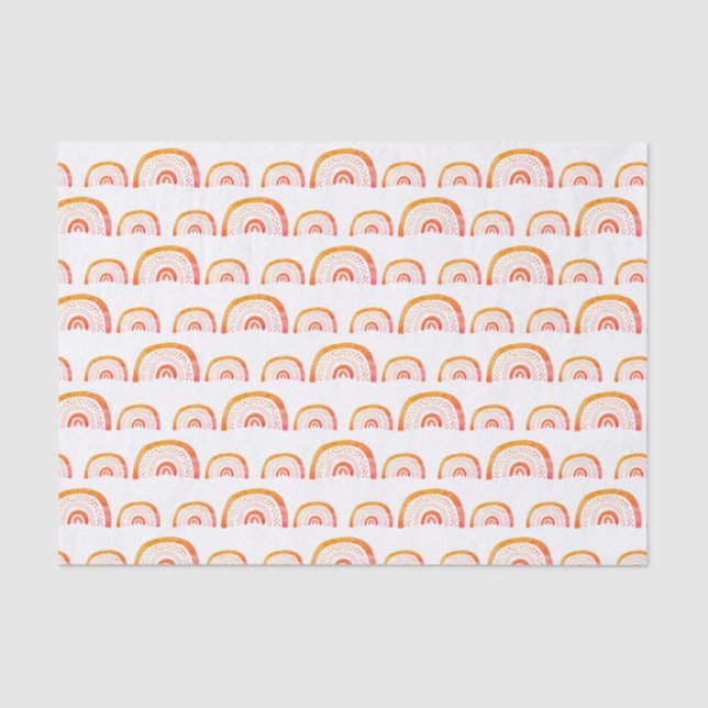Boho Orange Watercolor Rainbow-Muster Seidenpapier (Vorderseite)