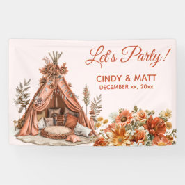 Boho Orange Zent Wildblumen Hochzeit Banner