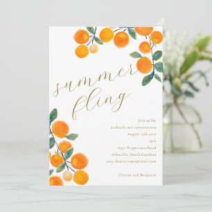 Boho Orange Zitrusfrucht Wasserfarbe Sommerflirt Einladung