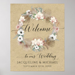 BOHO Orchid Blumenpalme Grüne Begrüßung Hochzeit Poster
