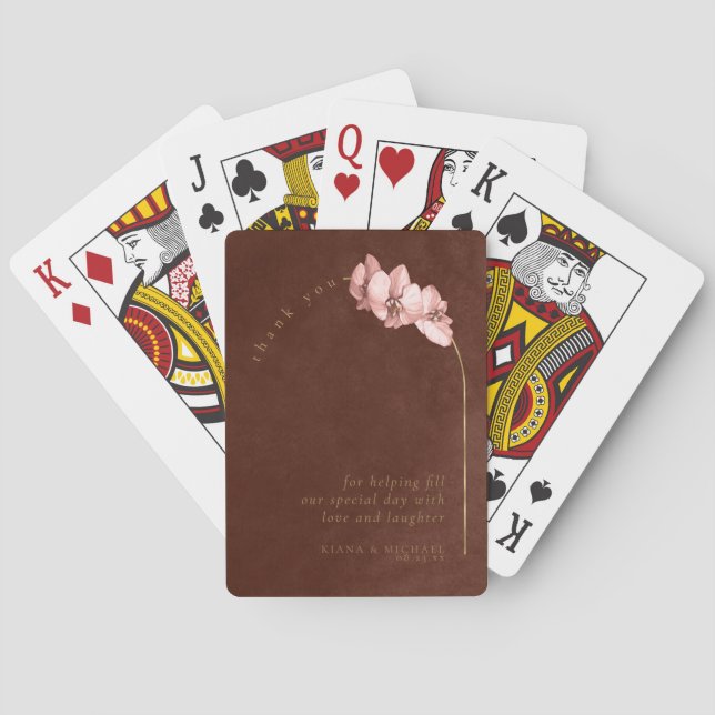 Boho-Orchideen-Bogen-Hochzeits-Dankeschön ID959 Spielkarten (Rückseite)