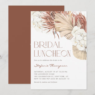Boho Orchids and Driving Palm Blätter Bridal Lunch Einladung