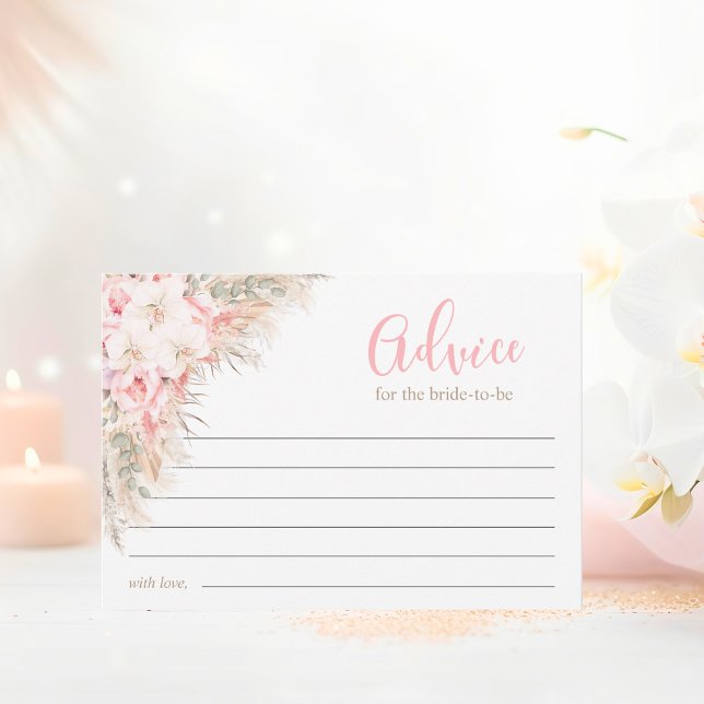 Boho Orchids Peonies Pampas Brautparty Ratschläge Hinweiskarte (Boho Orchids Peonies Pampas Bridal Shower Advice)