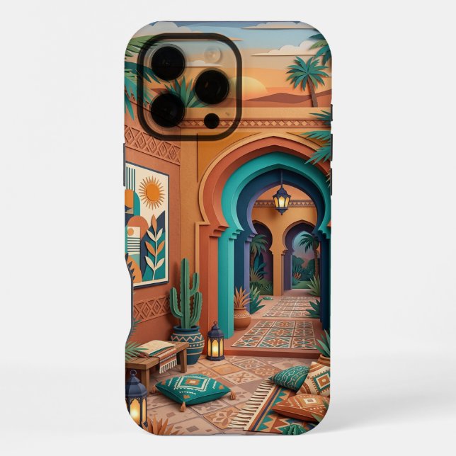Boho Oriental iPhone 16 Pro Max Hülle | Teal Terra (Rückseite)