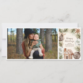Boho Ornament Surround Flat Holiday Card Feiertagskarte