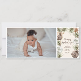 Boho Ornament Surround Flat Holiday Card Feiertagskarte