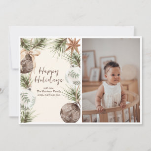 Boho Ornament Surround Flat Holiday Card Feiertagskarte