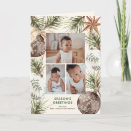 Boho Ornamente und Pines Umgeben Urlaub Feiertagskarte