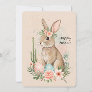 Boho-Osterhasen-Druckkarte – Whimsical  Feiertagskarte