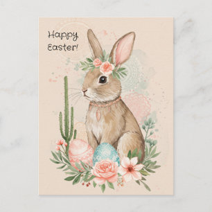 Boho-Osterhasen-Postkarte – minimalistisches Manda Feiertagspostkarte