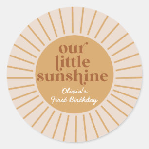 Boho Our Little Sunshine Geburtstag Runder Aufkleber