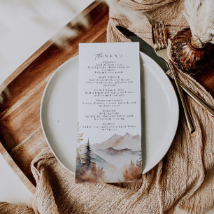 Boho Outdoor Mountain Wedding Menu Menükarte