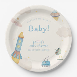 Boho Outer Space Raketenjunge Baby Shower Pappteller