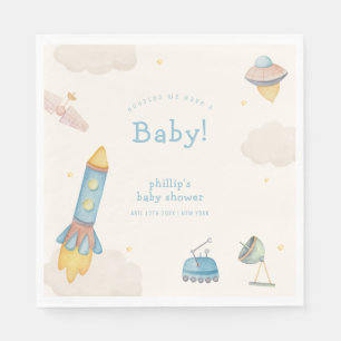 Boho Outer Space Raketenjunge Baby Shower  Serviette