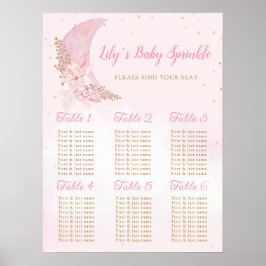 Boho Over the Moon Baby Shower Chart Poster