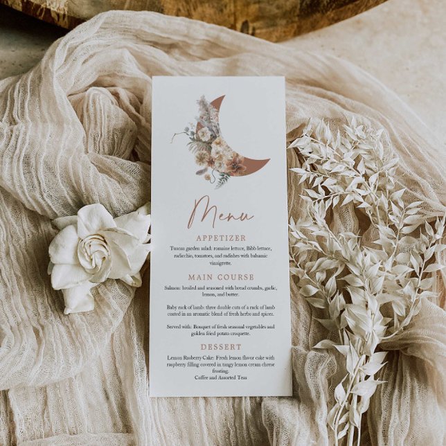 Boho Over the Moon Baby Shower Menu Menükarte (Von Creator hochgeladen)
