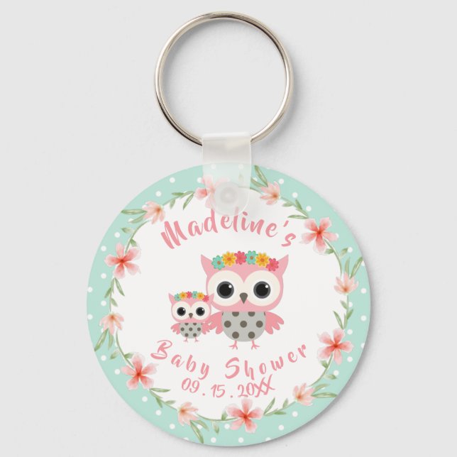 Boho Owl Baby Dusche Schlüsselanhänger (Vorderseite)