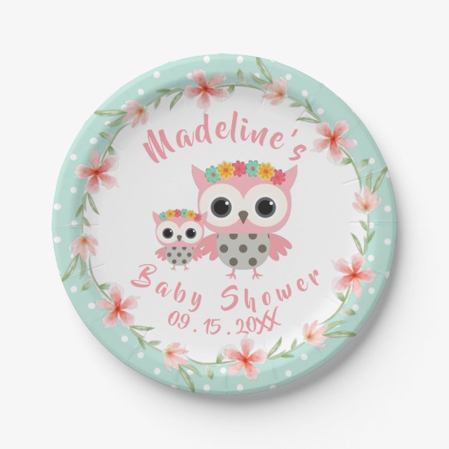Boho Owl Baby Duschpapier Teller (Vorderseite)