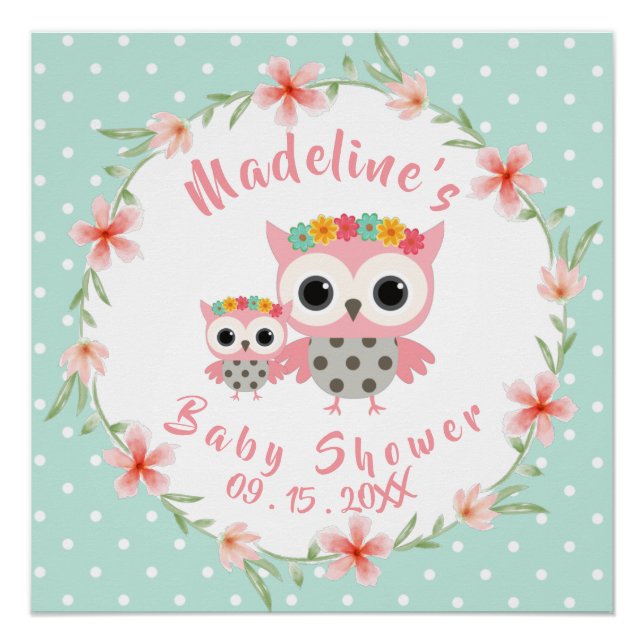 Boho Owl Baby Shower Poster (Vorderseite)