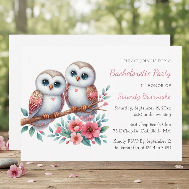 Boho Owl Woodland Rustic Bachelorette Party Einladung (Von Creator hochgeladen)