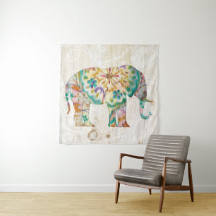 Boho Paisley Elefant I Wandteppich